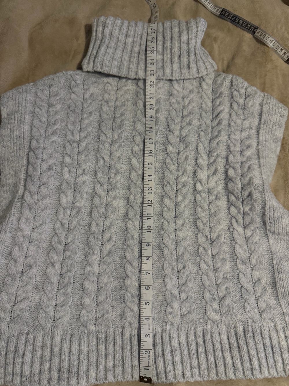 Joie Gray Cable Knit Turtleneck Sweater Vest Sleeveless Wool Blend Size S - Picture 7 of 7